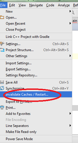 Invalidate Caches/Restart